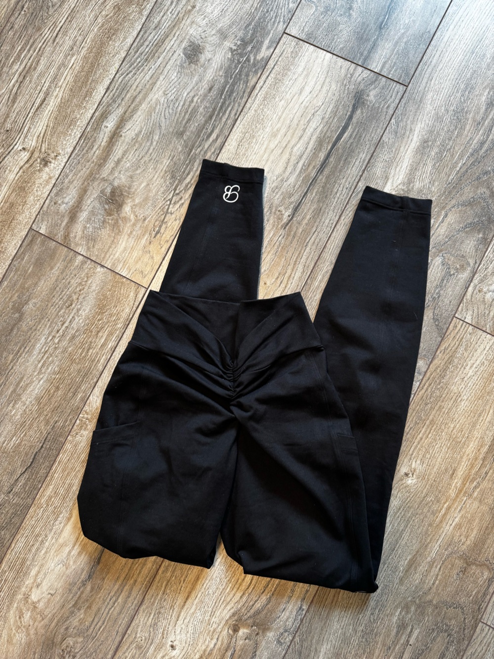 Bombshell Sportswear Black Women's Jogger Leggings with Ruched Detail